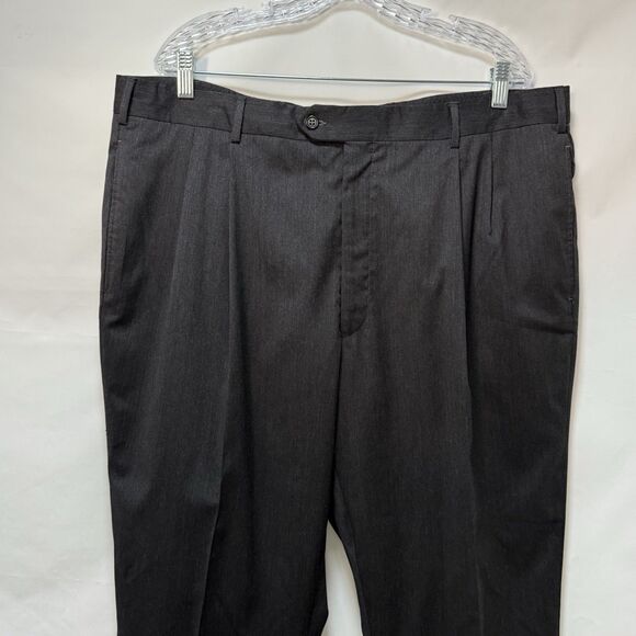Jos A Bank Black 100% Wool Dress Pants Pleated Front Cuffed Hems Mens 41x29 Reg - Picture 10 of 16
